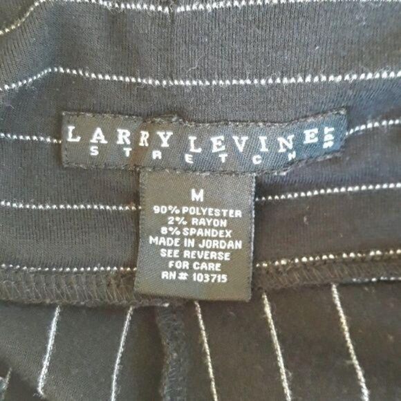 Larry Levine Pants Gaucho Stretch Cropped Wide Leg Pull On Striped Black Sz M - Picture 3 of 8